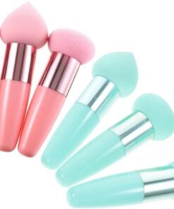 Toyvian Lot de 6 Éponges à Fond de Teint Portables en Latex Manche, Outils Cosmétiques pour Maquillage Précis et Dissimulation des Imperfections