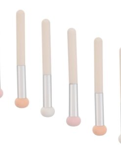 ULTECHNOVO 6 Pièces Pinceau Correcteur Tête Ronde en Éponge Champignon pour Maquillage, Application Douce, Supporte Poudre et Fond Liquide, avec Boîte Portable en Bois et Aluminium