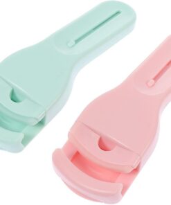 Gatuida Lot de 2 Recourbe-Cils Portables Manche Long Coussinets en Caoutchouc Doux Plastique Couleurs Rose et Vert Outil Maquillage Beauté Léger et Adapté à Tous Types de Cils