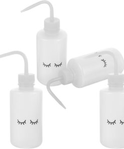 Healvian Lot de 4 Flacons Laveurs Incurvés 250 Ml Transparents en Plastique Souple, Bouteilles Vides pour Nettoyage Cils et Arrosage Plantes D’intérieur, Outils Pratiques pour Soins Beauté
