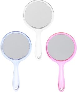 VICASKY Miroir de Maquillage Double Face Portable 3 Pièces pour Fille | Outil Cosmétique en Abs, Miroir Aluminium, Poignée Confortable, Usage Maison et Hôtel