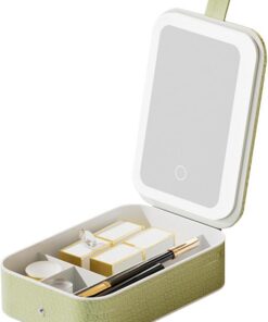 Trousse de maquillage avec miroir lumineux – Sac de rangement pour | cosmétiques motif crocodile | Trousse à outils de , léger, zone de rangement séparée, étui spacieux pour le rang