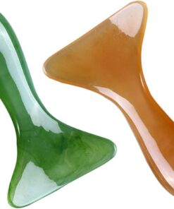 Healvian 2 Pièces Outil de Gua Sha Forme Unique Grattoir Manuel pour Massages Visage et Corps Planche de Grattage Réutilisable Compacte et Pratique Vert et