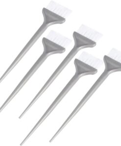 Angoily Pinceaux Applicateurs Usage Professionnel et Domicile à L'huile Brosse Lot de 5 en Plastique Argenté, Brosse Douce pour Teinture et Soin Capillaire à L'huile pour