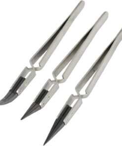 yueton Lot de 3 pinces à épiler de précision inversées en céramique en acier inoxydable Trois types de pinces en céramique non conductrices résistantes aux hautes températures