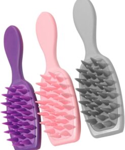Brosse à Shampoing pour Cuir Chevelu 3 Pièces Abs Silicone | Massage Doux Léger, Usage Familial, Format Compact pour Soins Capillaires Bain