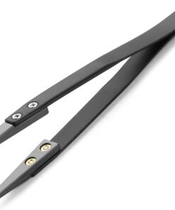 Auniwaig 1 pince à épiler antistatique noire ronde anti-magnétique de précision en céramique non conductrice résistante à la chaleur avec tige noire pour pincer les bobines