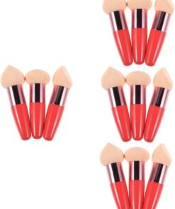 Healeved 12pièces Éponges De Maquillage Portable Accessoires Cosmétiques Outils De Avec Poignée Ergonomique Pour Application Naturelle Maquillage