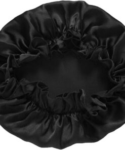 Bonnet de Nuit en Tissu Noir pour Femmes, Chapeau Élastique Anti-nœuds, Protège Cheveux et Réduit Friction, pour Soins Capillaires Toutes Saisons