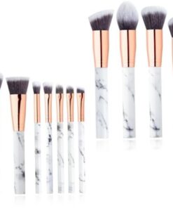Healeved 20pièces Pinceaux De Maquillage Portables Avec Motif Marbre Et Étui De Rangement Outils De Pour Fond De Teint Blush