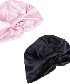 Housoutil Lot de 2 Bonnets de Nuit en Satin Doux Noir et Rose Bonnets Cheveux pour Dormir et Soins Capillaires Protecteur pour Femmes Accessoires Beauté pour Usage Couleur Couleur Aléatoire