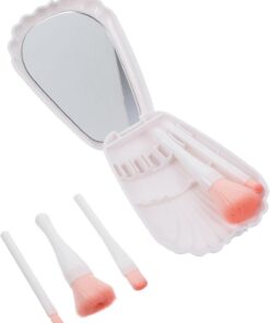 VOSAREA Ensemble de Pinceaux de Maquillage Léger pour Femmes avec Miroir et Étui de Rangement 5 Pièces Portable pour Maquillage Voyage et Yeux