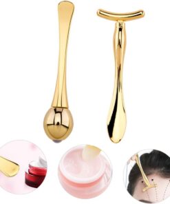 VICASKY Bâtonnet Oculaire en Alliage de Zinc Doré, 1 Set Compact et Lisse, pour Massage du Contour des Yeux et Réduction des Gonflements, Portable