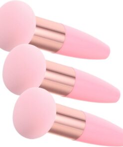 Ciieeo 3 Pièces Éponge à Maquillage Champignon Rose avec Poignée, Douce et Confortable en Mousse pour Application de Fond de Teint, Outil Stable pour Maquillage du Visage