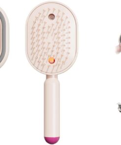 Peigne de massage multifonction | Réservoir d'eau rechargeable de 10 ml pour huiles, rechargeable de type C | Antistatique et démêlant | Cadeau portable pour soins capillaires (rose)