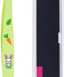 Jolie pince à épiler à pointe inclinée pour extensions de cils, pince à épiler incurvée en acier inoxydable avec motif de fruits de dessin animé pour application de cils, nail art et artisanat, vert
