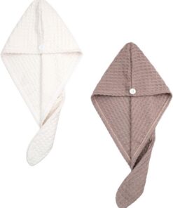 Ciieeo Lot de 2 Serviettes Turban pour Cheveux Super Absorbantes en Fibre Superfine, Séchage Rapide, pour Soins Capillaires et Usage Quotidien