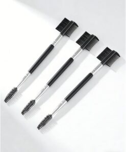 3pcs - Peigne à Cils Professionnel & Brosse à Sourcils - 3 en 1 Double Tête Maquillage Toilettage Outil avec Manche en Bois pour Séparer Cils & Façonner les Sourcils