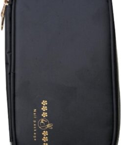STOBAZA Pochette de Rangement Étui Étanche pour Manucure en Tissu Noir pour Organiser Pinceaux de Maquillage et Stylos Nail Art, pour Coiffeuse