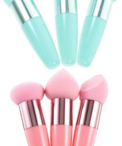 YARNOW Stylo de Maquillage Portable 6pcs Éponges en Latex et Poignée, Usage Humide et Sec pour Corriger Imperfections et Maquillage