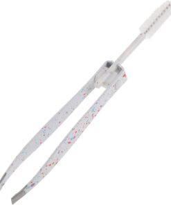 Pince à Sourcils Pliable en Acier Inoxydable, Brosse Intégrée Blanche | Outil pour Maquillage des Yeux, Format Compact pour Paquet à Main, Usage en Occasions Spéciales