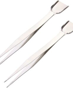 Lot de 2 pinces à épiler pratiques en acier inoxydable avec pelle à épiler diamant pour strass, pierres précieuses, perles