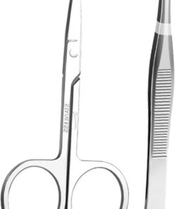 VICASKY Set D'outils de Soin des Sourcils 2 Pièces Ciseaux à Sourcils et Pince à Épiler en Acier Inoxydable Argenté pour Nettoyage et Mise Précise