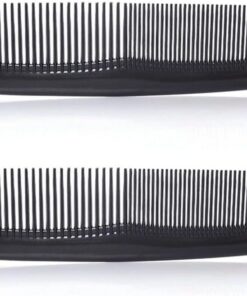 Lot de 2 peignes à cheveux de poche en plastique fins et standard, peignes de coupe de cheveux noirs, peignes à barbe pour femme et homme, outil de soins capillaires
