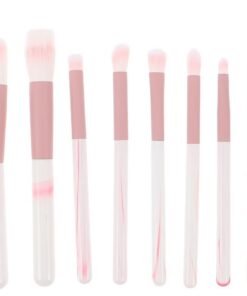 Healeved Ensemble de 12 Pinceaux de Maquillage pour Yeux et Visage avec Manches Bois Effet Vague Rose Pinceaux Estompeurs Pinceau Contour Blush et Poudre Kit Léger et Compact pour
