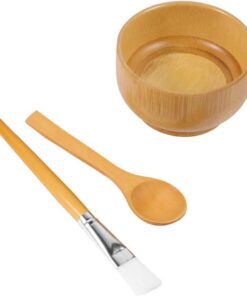 Ciieeo Kit 3 Pièces Mélangeur Naturel pour Masque Facial Maison, Outil Cosmétique Compact Léger Spatule et Pinceau, Soin Visage à Domicile Voyage