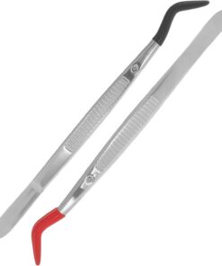 Artibetter Lot de 2 Pinces à Épiler Courbées en Acier Inoxydable Embouts en Caoutchouc, Outils Multifonctions pour Travaux Manuels et Fabrication de Bijoux, Faciles à Transporter