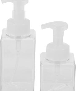Housoutil Bouteille À Pompe en Mousse Portable Et Rechargeable pour Voyage Contenant en Mousse De Forme Carrée Contenant À Main Outils Demballage Blancs