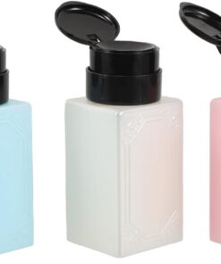 STOBAZA Distributeur à Pompe à Pression 220 ML en Plastique pour Salons de Manucure, Flacon Doseur 3 Pièces pour Dissolvant et Nettoyage D'outils