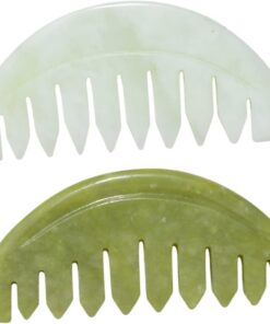 Healvian 2 pièces Peigne de Massage Jade Lot de Peignes pour Outil de Massage Gua Sha pour Cheveux pour Cheveux Longs et Épais