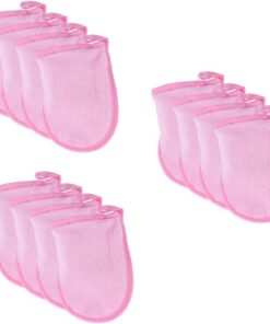 Healeved 12pièces De Nettoyage Faciaux Réutilisables Microfibre Pour Démaquillage Lavables Et Outils De Maquillage Rose