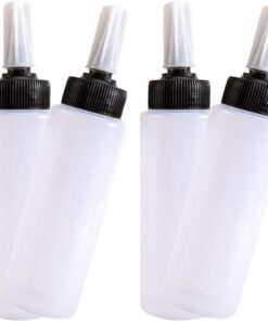 Lot de 4 Flacons Souples pour Liquides 150ml, Flacons Distributeurs à Pression Blancs Graduation, Applicateurs Précis pour Coloration Capillaire et Soins Capillaires à Domicile