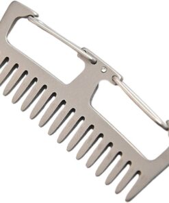 ULTECHNOVO Peigne Antistatique en Alliage de Titane Léger Portable Extérieur Multifonctionnel pour Soins Capillaires Porte-clés Intégré Argenté