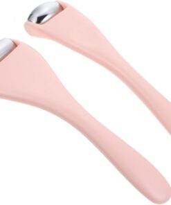 Healeved Lot de 2 Rouleaux de Massage Facial à Glace, Outil pour Yeux et Peau, en Abs et Acier Inoxydable, Réduit les Poches, Rose