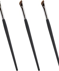 YARNOW Set de 3 Pinceaux Maquillage Yeux pour Comprenant Pinceau Eyeliner Biseauté Pinceau Correcteur Plat Fibres Artificielles Flexibles Léger et Facile à Nettoyer Maison et Voyage