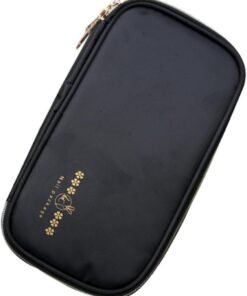 VICASKY Pochette de Rangement pour Stylos à Ongles Manucure Étanche en Tissu Noir Portable pour Organiser Outils de Manucure Table Coiffeuse