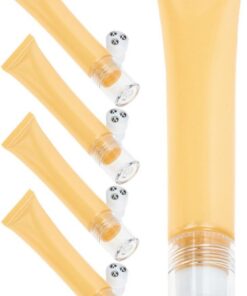 Ciieeo Lot de 5 Tubes Rechargeables Contour des Yeux 20g Jaune Applicateur à Bille, Tubes Vides pour Cosmétiques, Outils Maquillage Portables pour Crème Visage et Gel de Massage