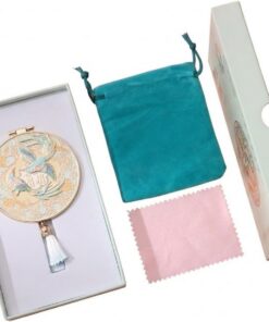 Hrippy Miroir De Poche Pliable en Métal Raffiné, Outil Cosmétique Portable De Style Chinois pour Les Retouches Maquillage Quotidiennes en