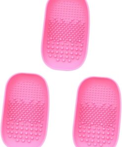 Healeved 3 Pièces Plaque De Nettoyage Des Brosses Tapis De Nettoyage De Maquillage Brosse à Laver La Vaisselle Brosse à Cheveux Portative Se Maquiller Outil Brosse Nettoyante Rose Portable