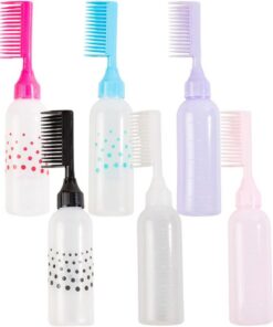 Angoily 6 Pièces Flacon Applicateur pour Coloration Capillaire Peigne Intégré en Pe, Facile à Nettoyer, pour Coiffeurs et Soin Cuir Chevelu