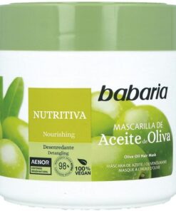 Babaria - Masque Cheveux Secs et Abîmés à l'Huile d'Olive | Nutrition et réparation | Cheveux doux et faciles à coiffer | Propriétés adoucissantes et protectrices | Végan | 400 ml