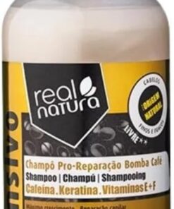 Real Natura - Shampooing Sans Sel Pro-Réparation Bomba Café - Réparation Intense et Énergie - Infusé au Café - Pour Tous Types de Cheveux - 500ML