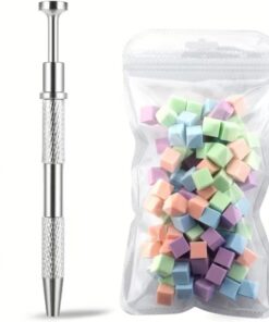 Lot de 101 éponges pour nail art avec stylo de préhension en métal, 100 mini éponges cubiques souples de couleur macaron pour ongles ombrés, accessoires de manucure sans désordre