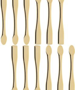 STOBAZA Lot de 12 Spatules à Crème en ABS Doré Mini Cuillères Cosmétiques Réutilisables pour Application Précise de Soins du Visage Accessoires Maquillage pour Routine Beauté Féminine