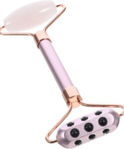 Masseur Facial à Granules de Germanium en Alliage Rose | Rouleur de Massage Délicat, pour Peau et Paupière, Outil de Beauté Compact