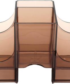 Boîte de Salon de Coiffure en Acrylique Grosse Capacité Transparente | Organisateur D’outils de Coiffure, Rangement pour Cosmétiques, Coloris Café